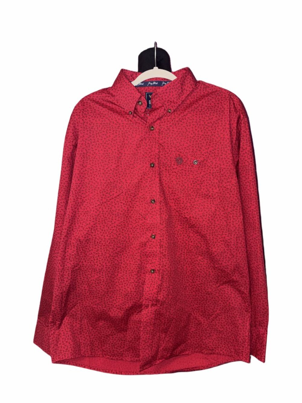 🆕💜Wrangler George Strait Collection Red Paisley Western Button Down Shirt NWOT
